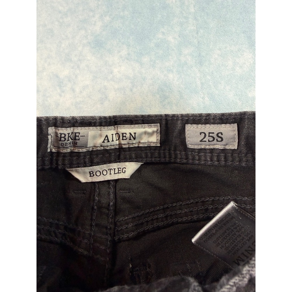 BKE‎ Aiden Bootleg Jeans Boys 25S Black Excellent Stretch Denim Embroidered - Picture 6 of 10